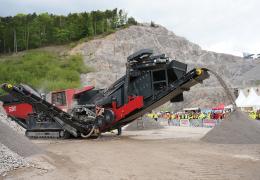 SBM demonstrating their new REMAX 600 track-mounted impact crusher at Ramasau Quarry