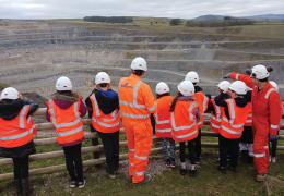 Schoolchildren on a quarry visit