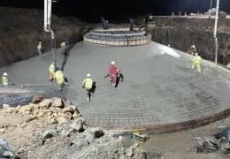 Aggregate Industries supplied and poured the 750 cubic metre concrete requirement for each of the eight wind turbine bases at a rate of approximately one per week