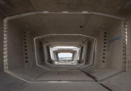 Giant precast viaduct segments off the production line at Kingsbury in Warwickshire