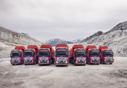 The autonomous seven Volvo FH trucks 