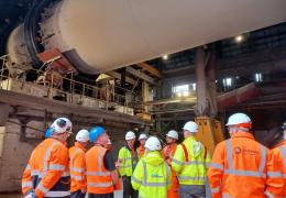 Members of the Concrete Society Council looking at the rotary kiln at Tarmac's Dunbar cement plant in Scotland