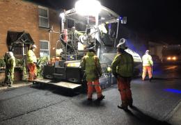 North Street in Middle Barton, Oxfordshire, being resurfaced with Gipave