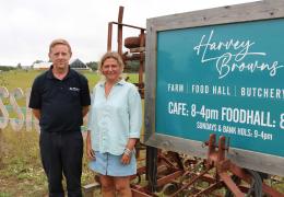 Jemma Brown (right) and Steve Burton with the restored field behind them