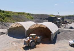 The two new Zappshelter 5000 covered bays at Breedon’s Cowieslinn Quarry