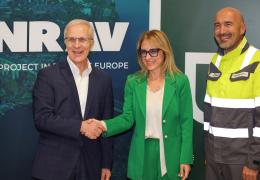 Celebrating the start of construction of the ANRAV.beta pilot plant – from L-R: member of the Heidelberg Materials managing board Ernest Jelito, Minister Milena Stoycheva, and Antonio Clausi, director of the Global Competence Centre Cement