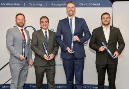 IQ student Award Winners 2023 (left to right): Peter Triccas, Aggregate Industries; Ben Marsh, MQP; Oliver Kibble, Tarmac; and Lewis Pinch, Tarmac