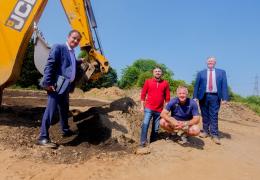 L-R: Dr Sina Rezaei Gomari; Mardin Abdalqadir; Peter Scott; and Bob Borthwick at the carbon sequestration research site