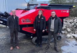 L–R: Lomater sales representative Franck Laniel, Red Rhino sales manager Lesley Perrin, and Lomater president Stephane Spreder