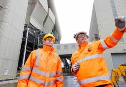 Lord Callanan, UK Minister for Energy Efficiency and Green Finance, being shown around Rugby cement works