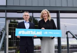 Sean Loughran, Powerscreen business line director and general manager of Terex Dungannon, with First Minister Michelle O’Neill MLA at the official ribbon-cutting ceremony of Powerscreen’s new headquarters 