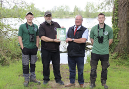 L–R: Matt Byrne, assistant ranger, CLT; Ben Welbourn, conservation and estates director, CLT; Peter Andrew, group director, Hills Quarry Products; and Joe Fell, ranger, CLT