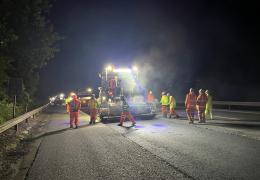 The trial ALCA material being laid on the M11