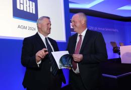 CRH have announced the appointment of Jim Mintern (right) as their next chief executive officer, succeeding Albert Manifold (left) who retires at the end of 2024
