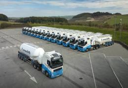 Aerial view of Longcliffe’s new fleet of Volvos