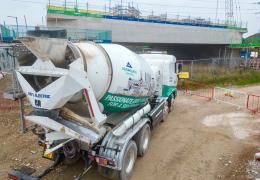 Electric truckmixer at Chattle Hill for the 1 million cubic metres concrete pour milestone