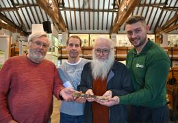 (L-R):Prof David Martill, Darren Withers, and Richard Forrest of PGPG at Rutland County Museum with Richard Gray from Heidelberg Materials