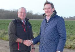L-R: Peter Andrew, development consultant for Hills Quarry Products; and Adam Pratt, development director with Urban&Civic, celebrate signing the lease agreement for the airfield site