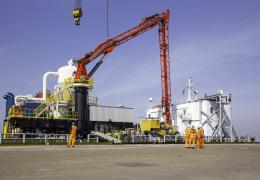 The new Van Aalst ship unloader at Invicta’s Sheerness terminal, in Kent