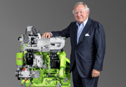 JCB chairman Anthony Bamford with one of the company’s hydrogen engines