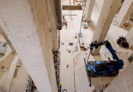 View showing part of the massive Austerlitz storage basin under construction