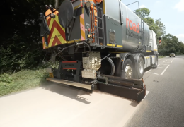 Roadtechs treated and extended the life of the A1066 using spray-applied Reclamite rejuvenation treatment