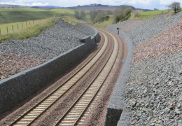 Railway cutting and embankment along the Borders Railway line – one of many examples of artificial ground around the UK. Image: © Mike Browne/BGS