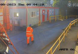 Screenshot of CCTV footage seconds before the collision. The vehicle involved is reversing in from the left-hand side of the image