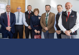 L–R: Steve Huntley, divisional managing director, Hills Quarry Products; Alex Henderson, company secretary; Mark Tinson, divisional managing director, Hills Homes; Dame Sarah Troughton, Lord Lieutenant of Wiltshire; Neil Pollard, divisional managing director, Hills Waste Solutions; Ed Dodd, chief executive; and Mike Hill, chairman