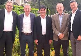 L–R: Tito Baldan, senior general manager of European distribution management, Komatsu Europe International; Tim Shanahan, managing director of McHale Plant Sales; Tadashi Maeda, managing director and chief executive officer of Komatsu Europe International; Michael McHale, chairman of McHale Plant Sales; and Göksel Güner, chief operating officer of Komatsu Europe International