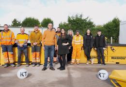 Kelly Tanks’ directors Mark Stubbs and Kelly Bryant with their team at the company’s Stafford headquarters 