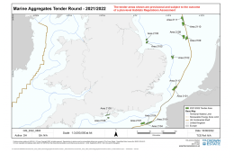 Map of potential marine aggregate extraction areas – tender round 2021/22