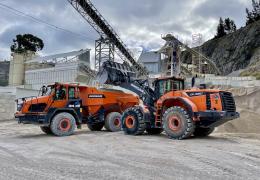 Doosan DL550-5 wheel loader and DA30-7 ADT