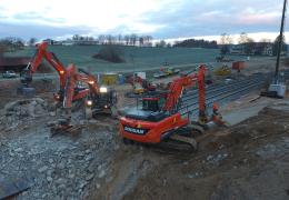 Doosan excavators at work 