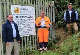 Steve Johnson of Johnston Quarry Group receiving the first OCA