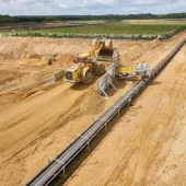 Part of the new field conveyor system at CEMEX’s Swinderby Quarry, near Lincoln