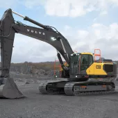 The Volvo EC500 excavator is fitted with Volvo Smart View with Obstacle Detection