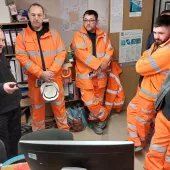 Sergeant Rob Beckers speaking to drivers from Essex Bulk Services