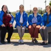 Pictured (L-R) are graduate design engineer Rachael Harris, graduate technical engineer Ellen McGhee, Lab engineer Laura McNeill, and Laboratory process engineer Ada Szymanska