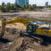 A Kobelco SK350LC crawler excavator