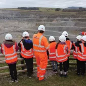 Schoolchildren on a quarry visit