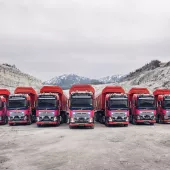 The autonomous seven Volvo FH trucks 