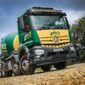 One of Brice Aggregates’ new Mercedes-Benz Arocs 3240 concrete truckmixers