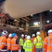 Members of the Concrete Society Council looking at the rotary kiln at Tarmac's Dunbar cement plant in Scotland