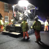 North Street in Middle Barton, Oxfordshire, being resurfaced with Gipave