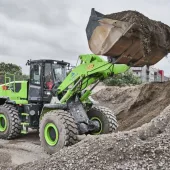 The 21-tonne, zero-emission 856HE has a 3.5 cubic metre bucket capacity