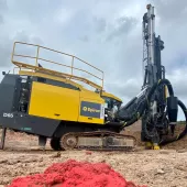 The FlexiRoc D65 on the quarry floor at Torr Works during Epiroc’s commissioning process