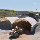 The two new Zappshelter 5000 covered bays at Breedon’s Cowieslinn Quarry