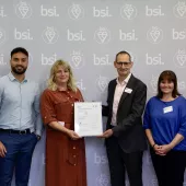 A team from Aggregate Industries was invited to BSI’s offices in Milton Keynes to receive the certificates earlier this month