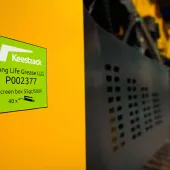 Greasing points are well indicated by green labels on the Keestrack machines, with clear instructions